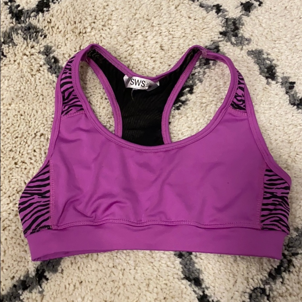 Purple Zebra mesh sports bra